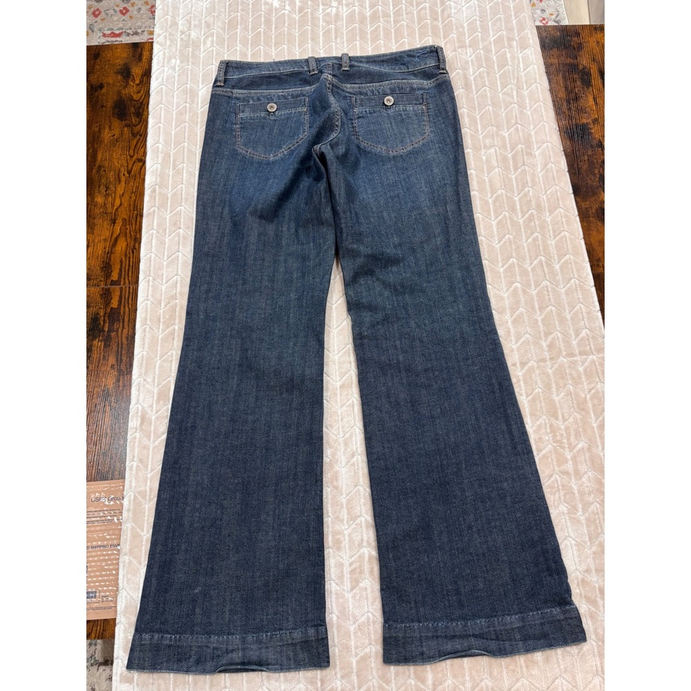 American Eagle Wide Leg Dark Wash Jeans Button Fly Patch Pockets Size 12 - Picture 9 of 12